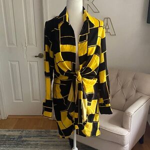 Fashion Nova Black and Yellow Shirt Dress